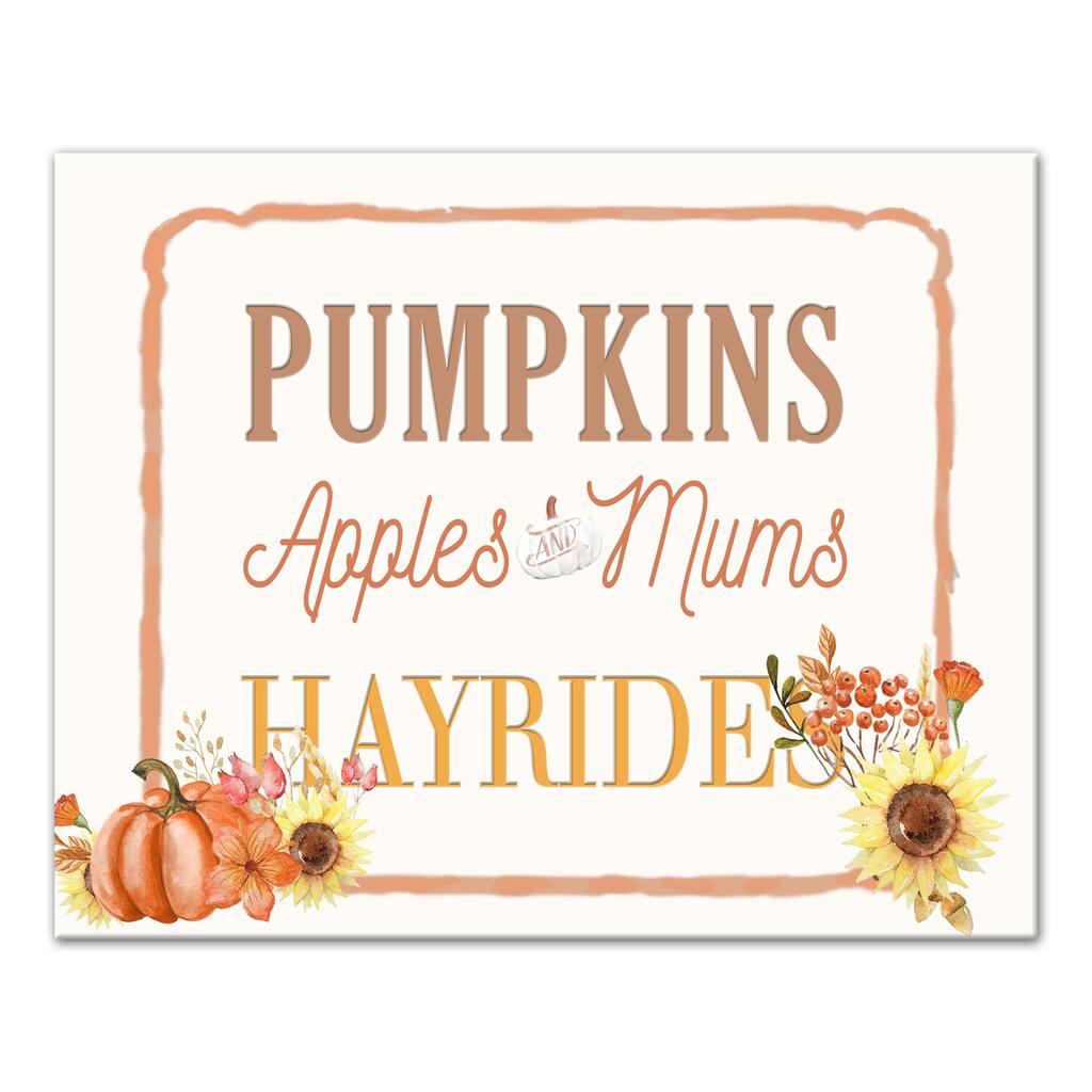 Apples Hayrides Metal Sign; Wall Decor for Seasonal Ocassions Pumpkins